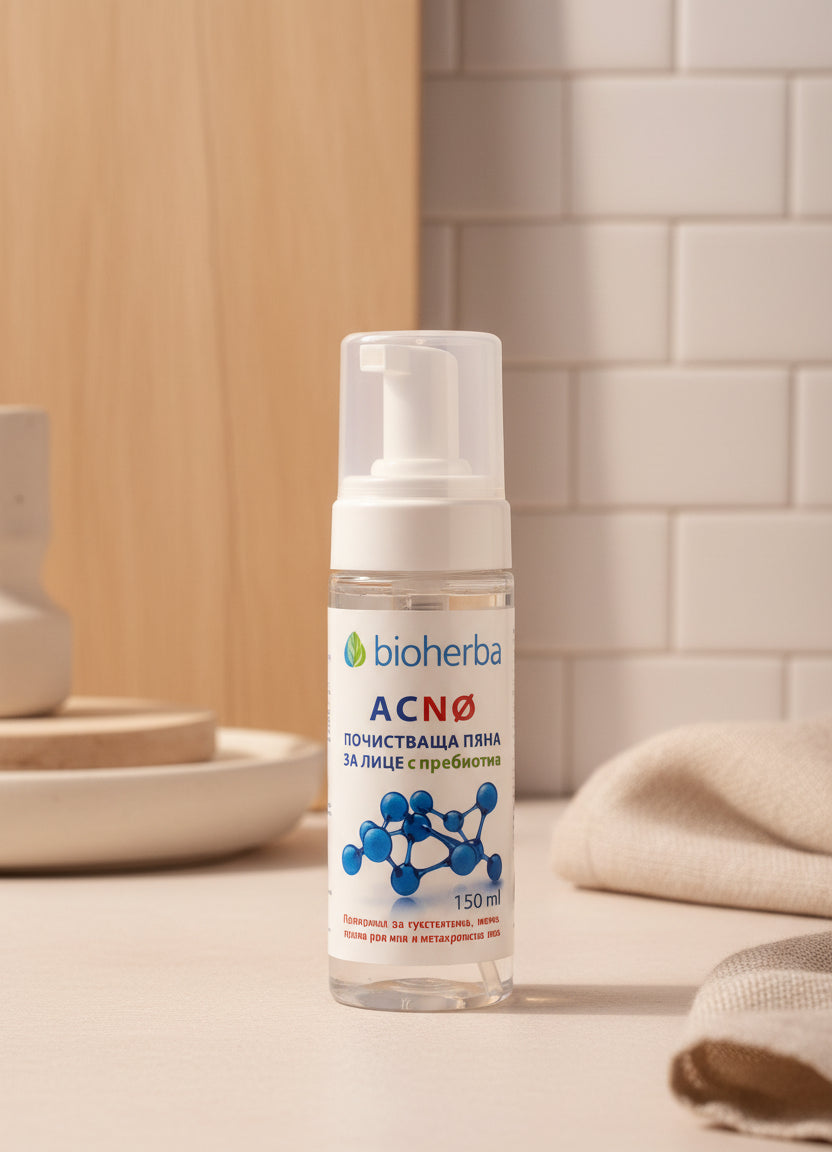 Почистваща пяна за лице AKNØ с пребиотик 150ml Bioherba