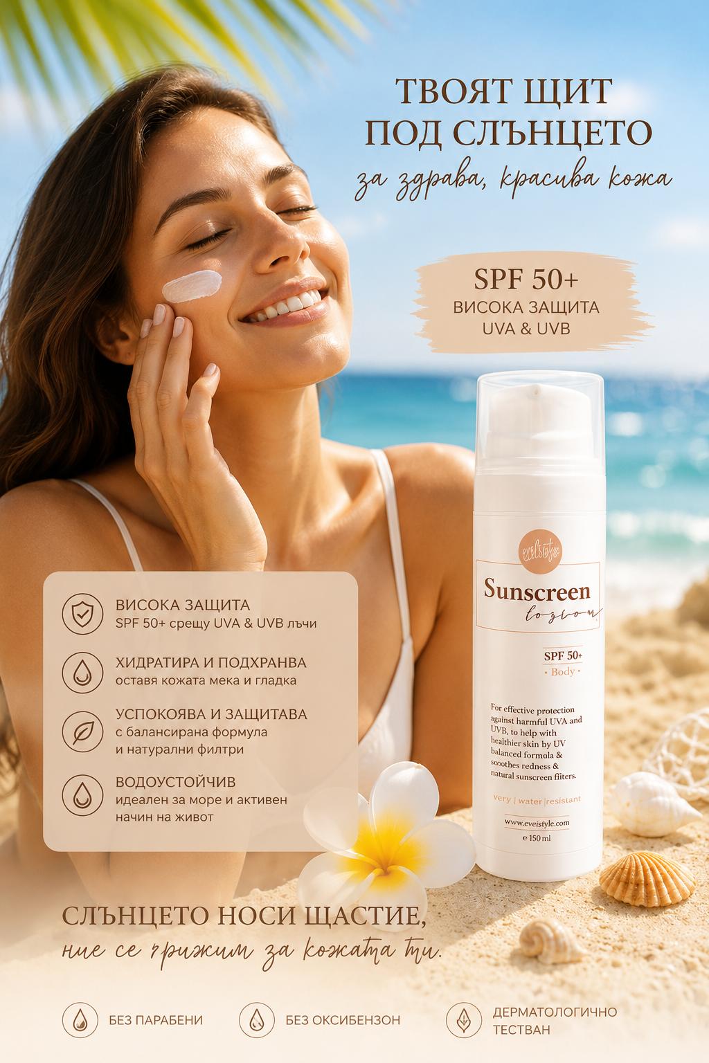 Слънцезащитен Лосион SPF 50+ еЛек 120 мл | UV Защита – Harmoniq